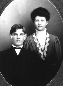 Norman Leon Taylor and Mary Edna Brackbill Taylor -wedding picture on Dec. 21, 1905.  Norman was the son of John W. and Rachel Packard Taylor, born on April 2, 1884 and died Nov. 24, 1971.  Mary Edna was the daughter of John and Catherine Esh Brackbill.  She was born on Aug. 10, 1885 and died July 14, 1960.
